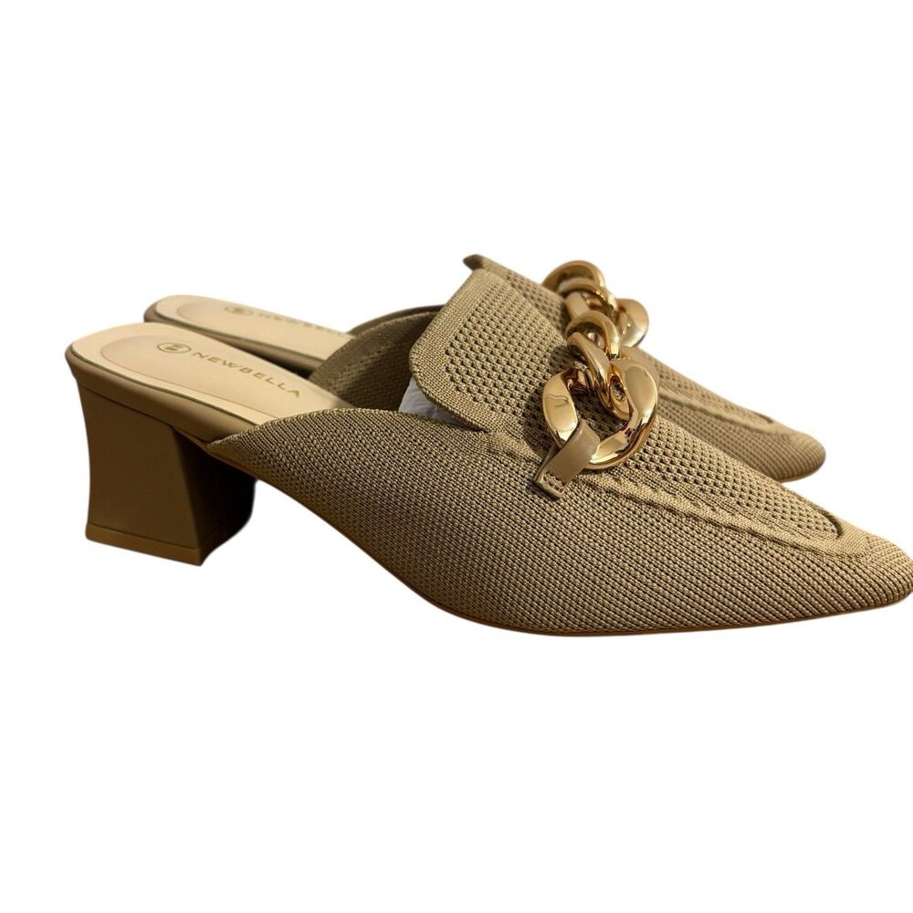 Newbella Sz 8 Slip-On Pointed Toe Mules Apricot Tan Shoes Career Casual NEW